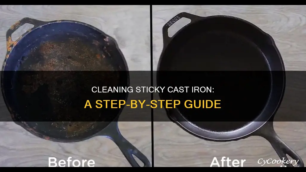 how to clean a sticky cast iron pan