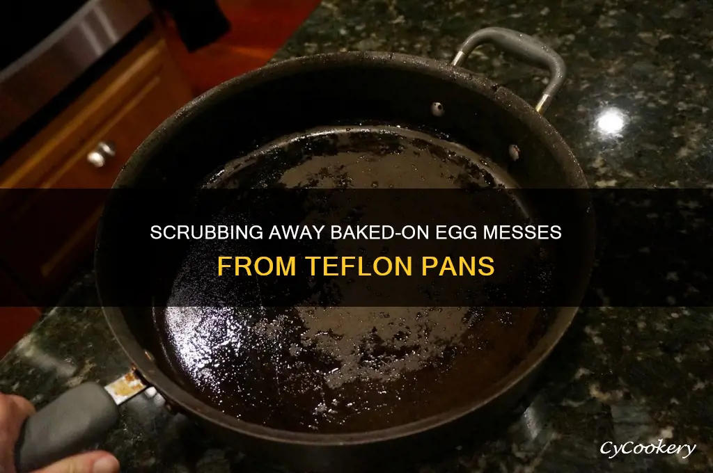 how to clean baked on egg in teflon pan