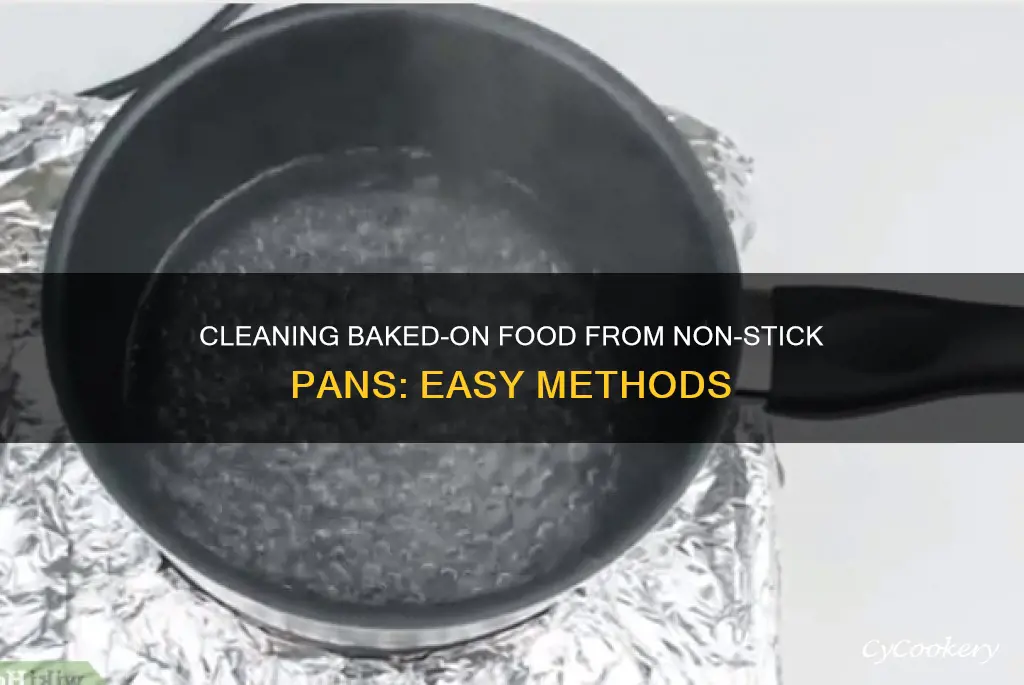 how to clean baked on food from non stick pan