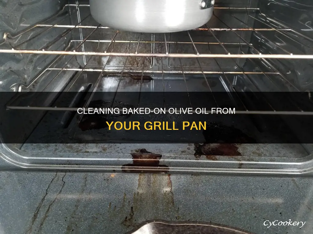 how to clean baked on olive oil from grill pan