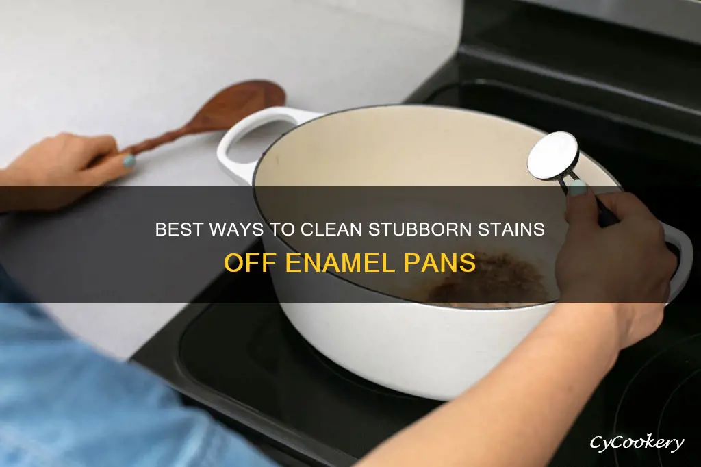 how to clean baked on stains in enamel pans