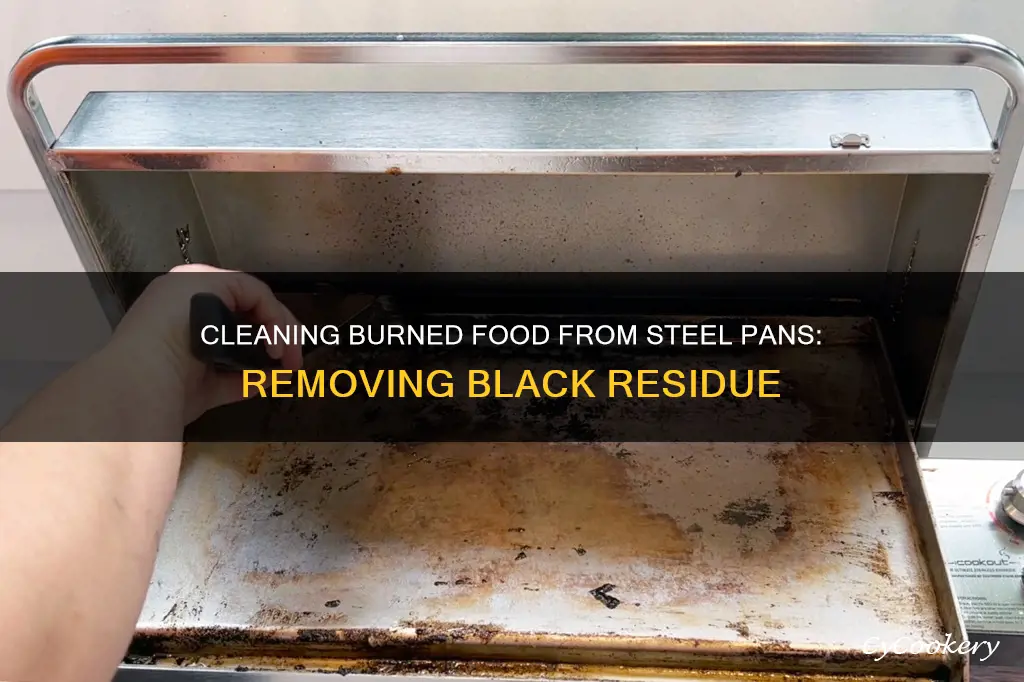 how to clean black burned ood rom stainless steel pan