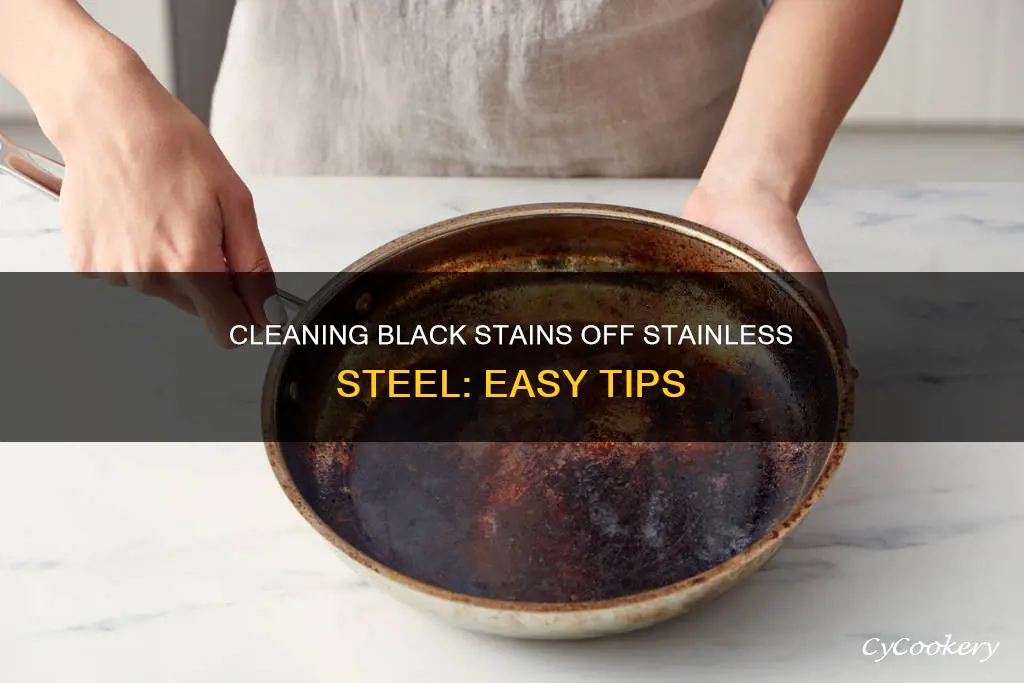 how to clean black stains off stainless steel pan