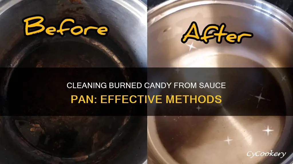 how to clean burned on candy from sauce pan