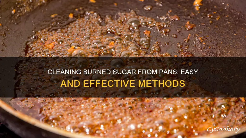 how to clean burned on sugar from a pan