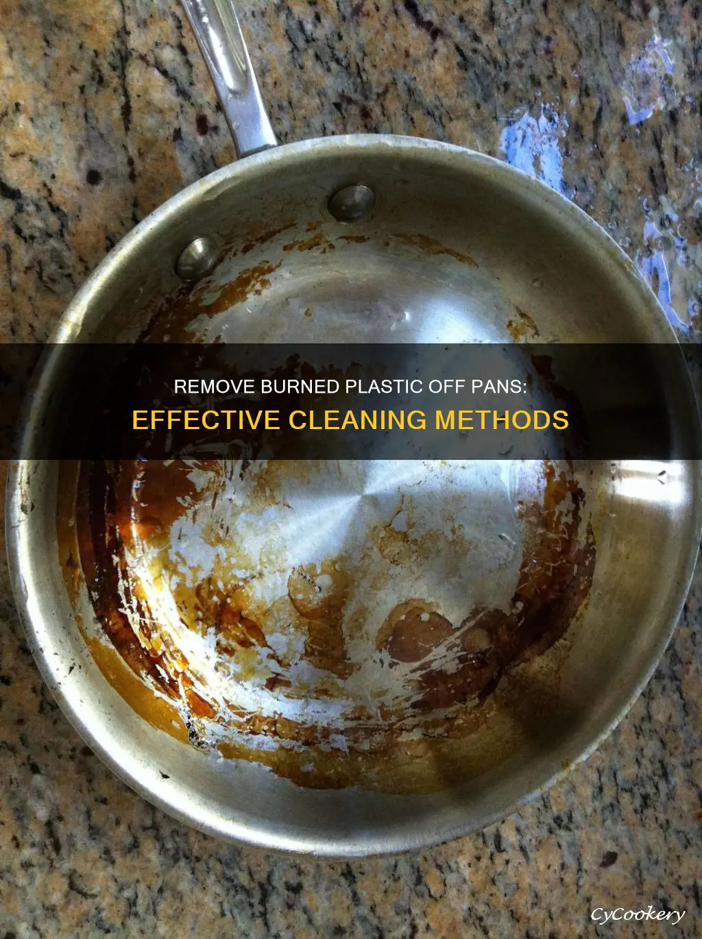 how to clean burned plastic off pan