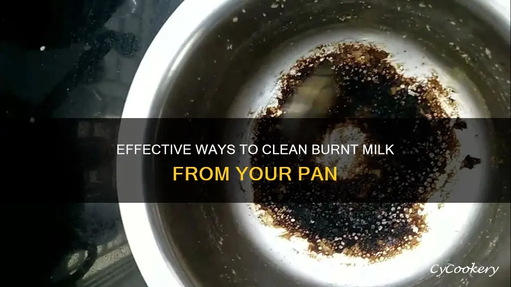 how to clean burnt milk from pan