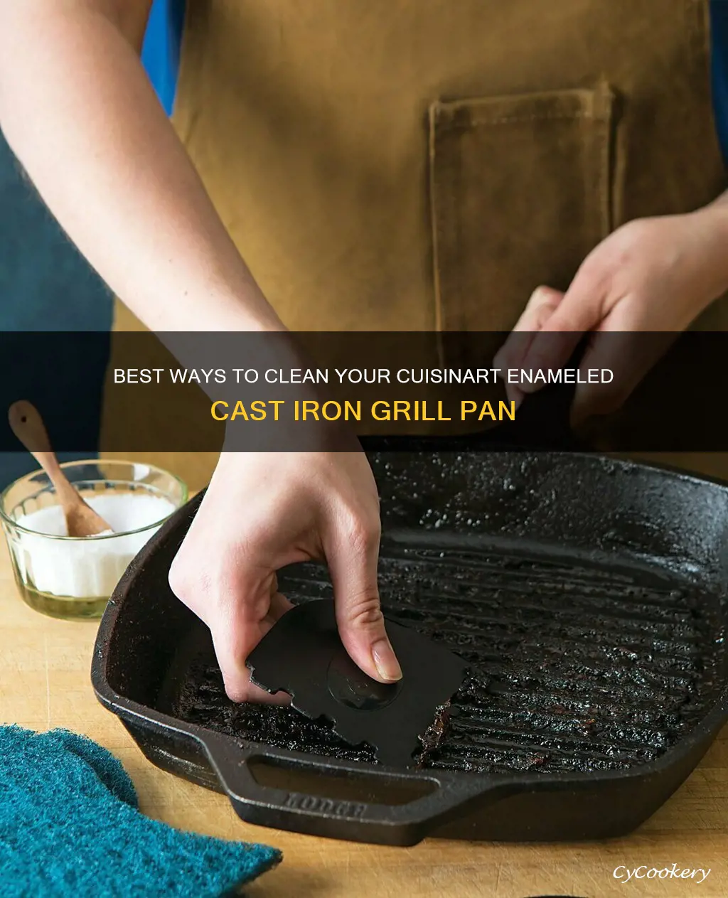 how to clean cuisenart enameled cast iron grill pan