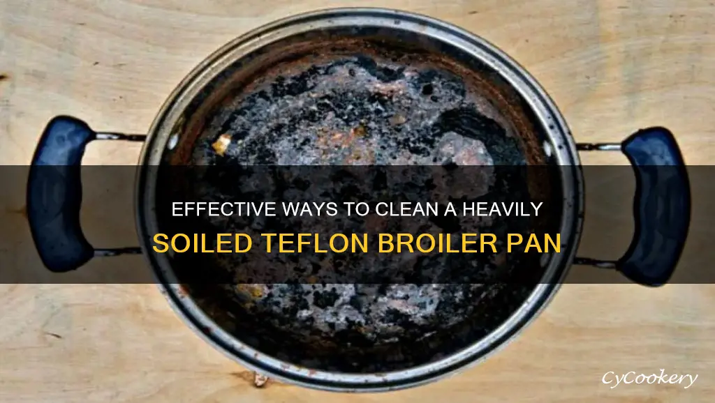 how to clean heavily soiled teflon broiler pan