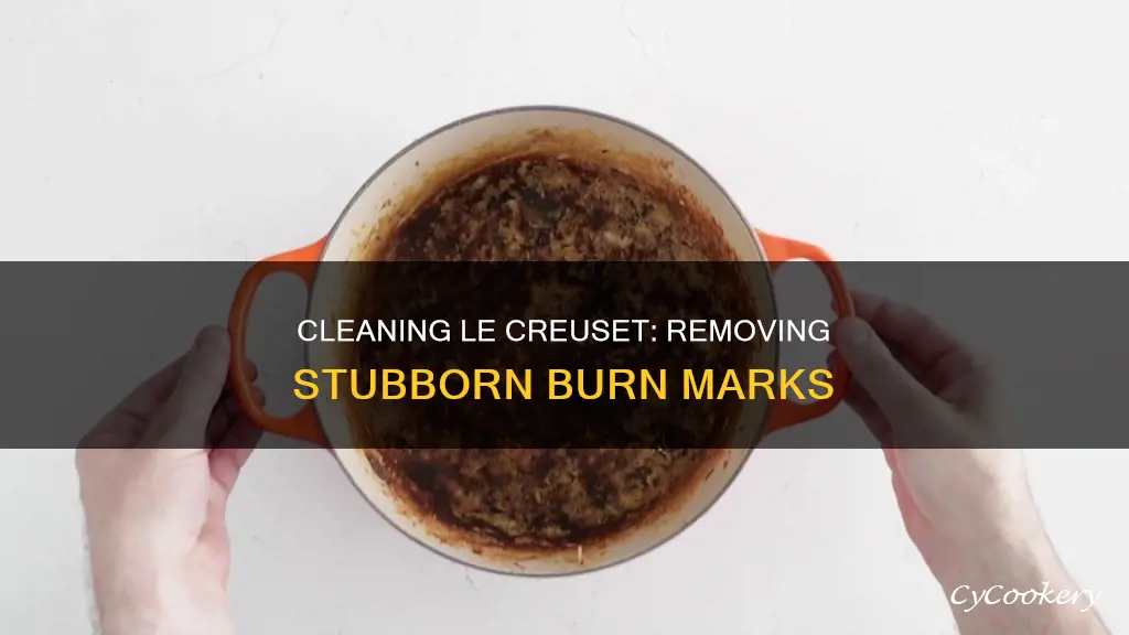 how to clean le cruset pan burnt on