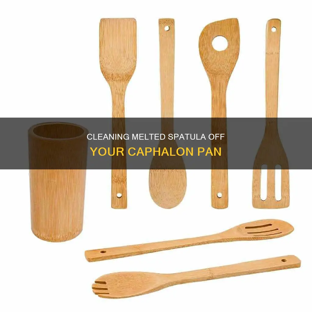 how to clean melted spatula from caphalon pan