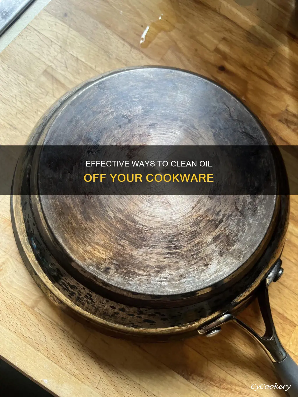 how to clean oil off pots and pans