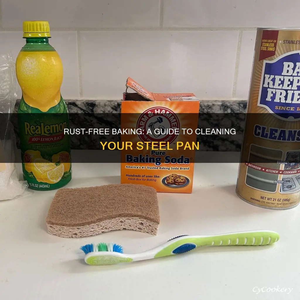 how to clean rust a steel bak8ng pan