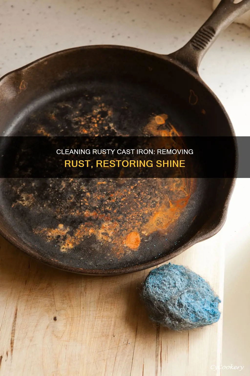 how to clean rusty cassty iron pan