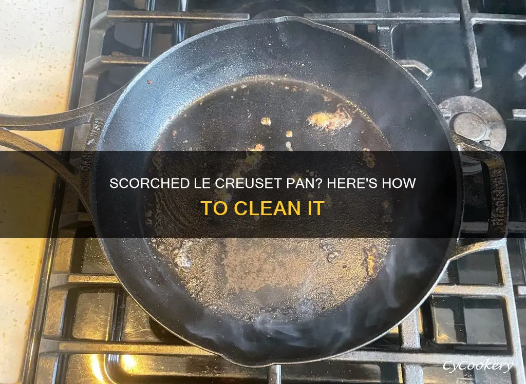 how to clean scorches from le crueset pan