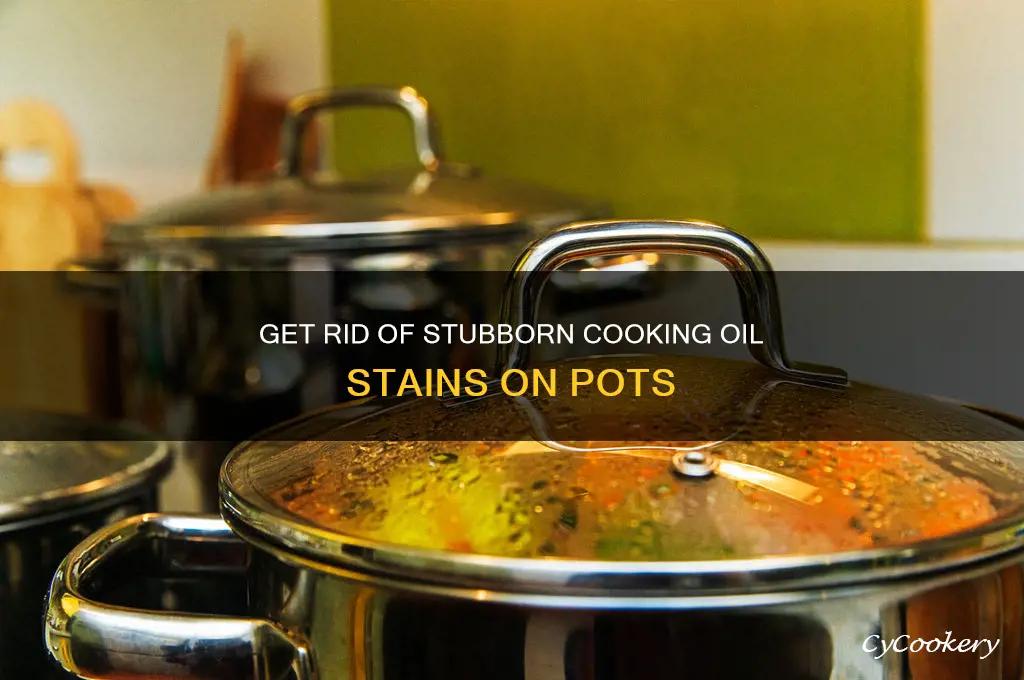 how to clean up cooking oil on bottom of pot