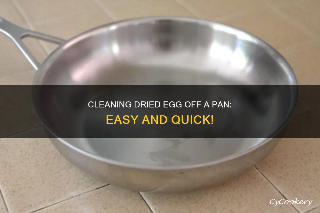 how to clean up dried egg of a pan