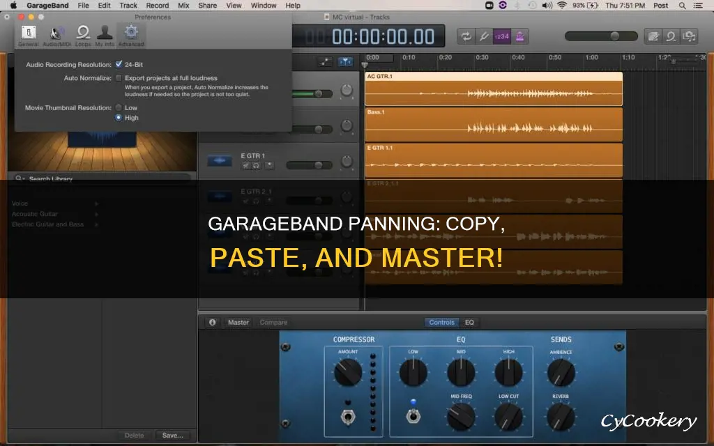 how to copy and paste panning on garageband