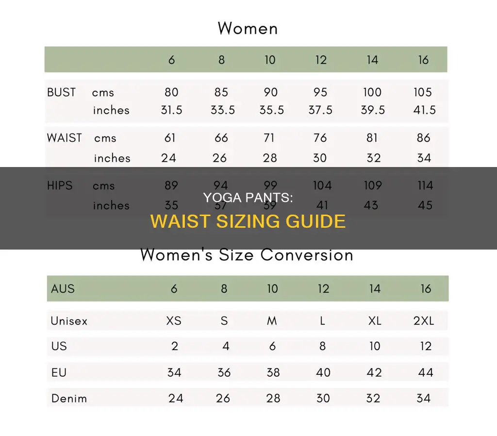 how to covert wasit size for yoga pan