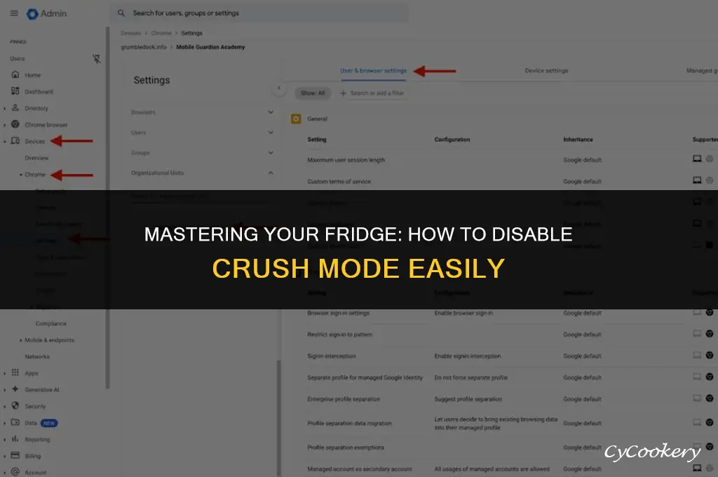 how to denied crush mode on a refrigerator