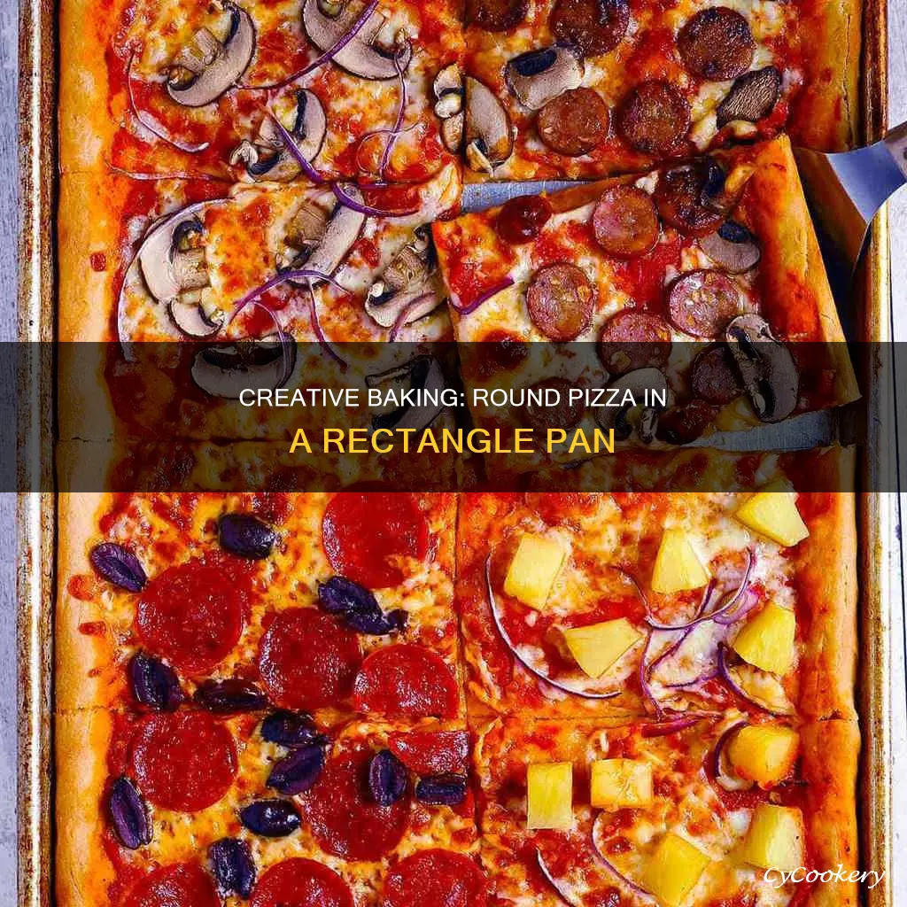 how to fit a round puzza into rectangle pan