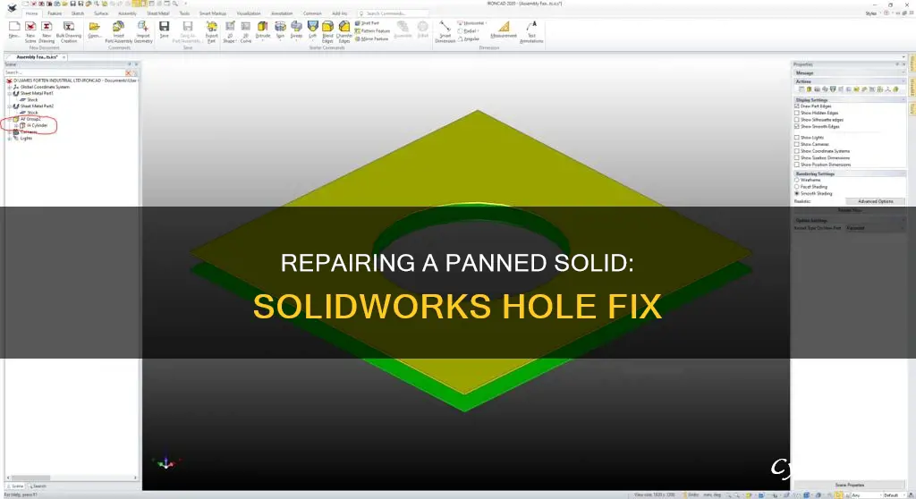 how to fix a pan in a hole solideworks