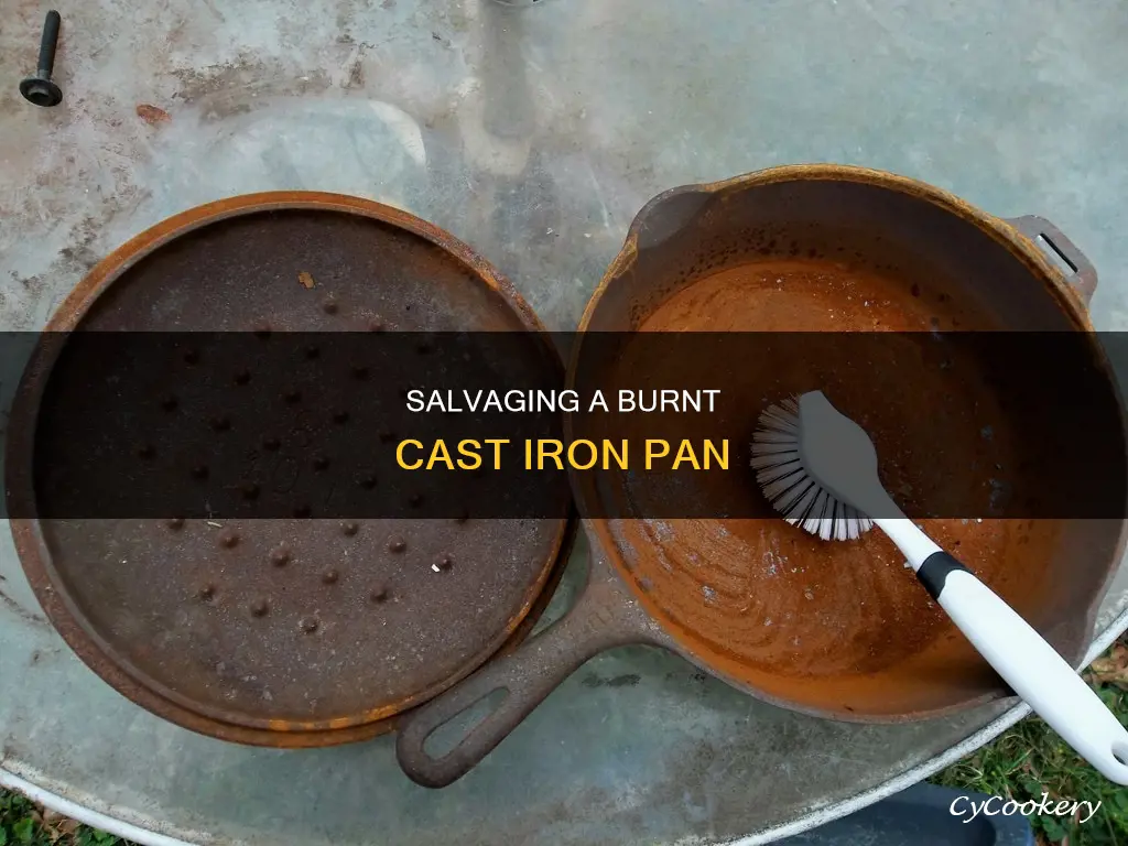 how to fix burnt cast iron pan