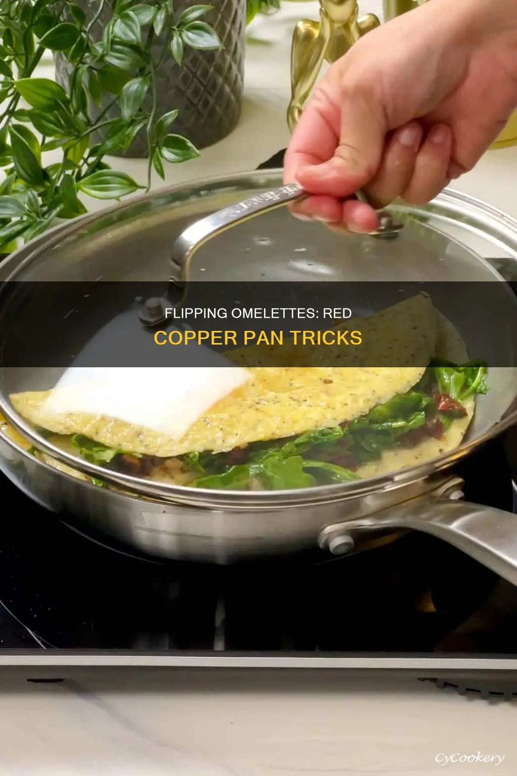 how to flip an omelette in the red copper pan