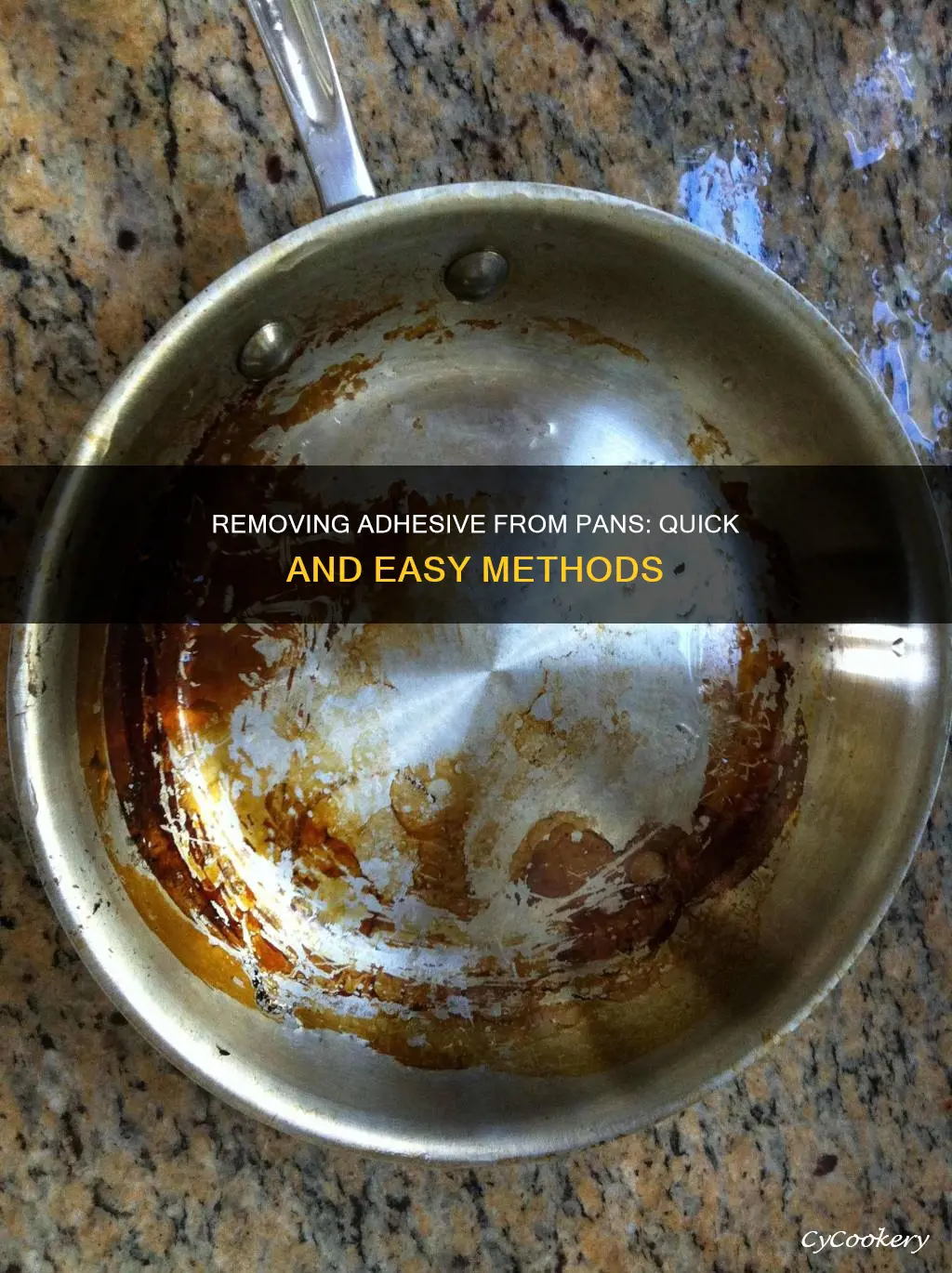 how to get adhesive off a pan