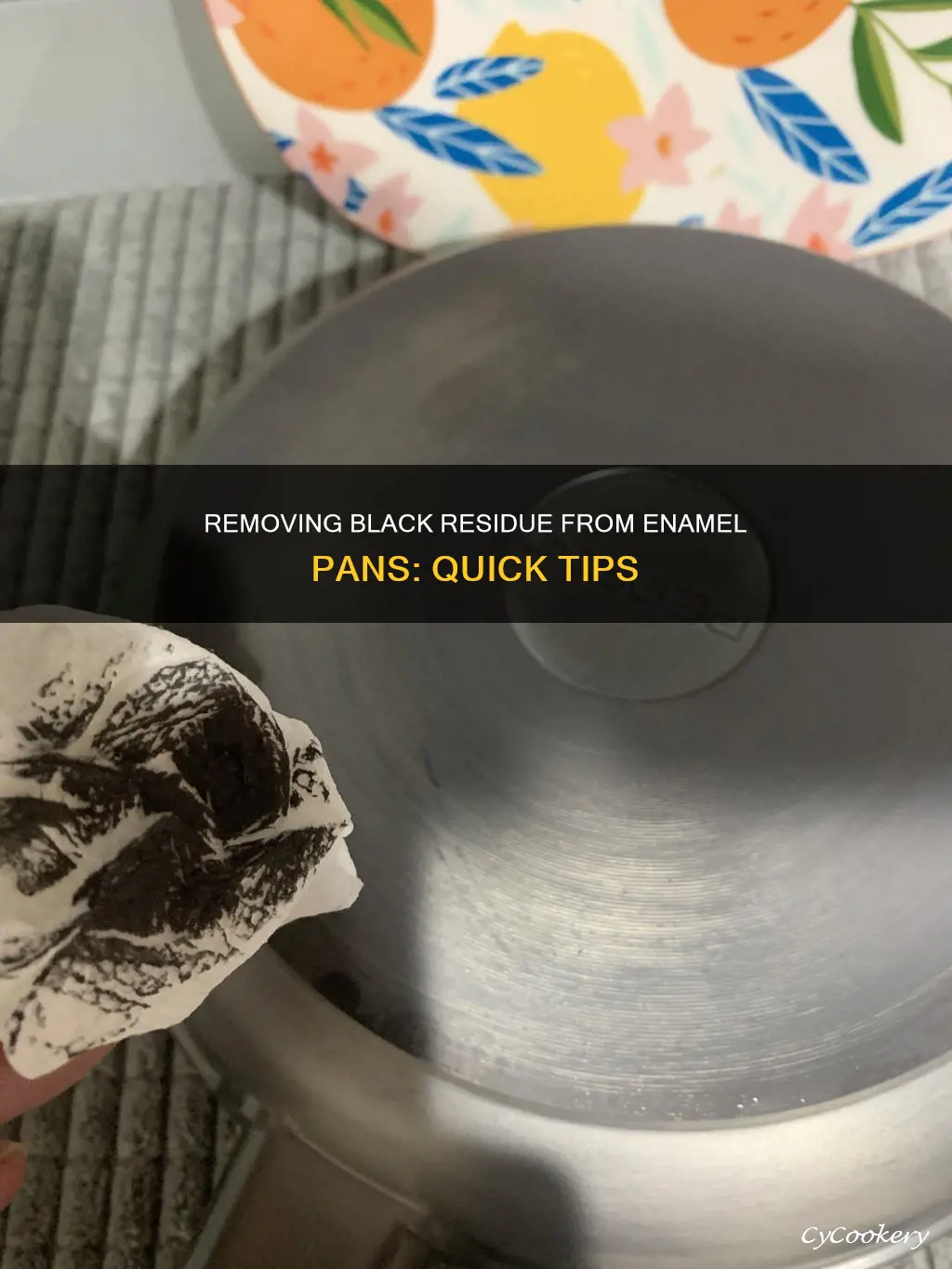 how to get black residue off of a enamal pan