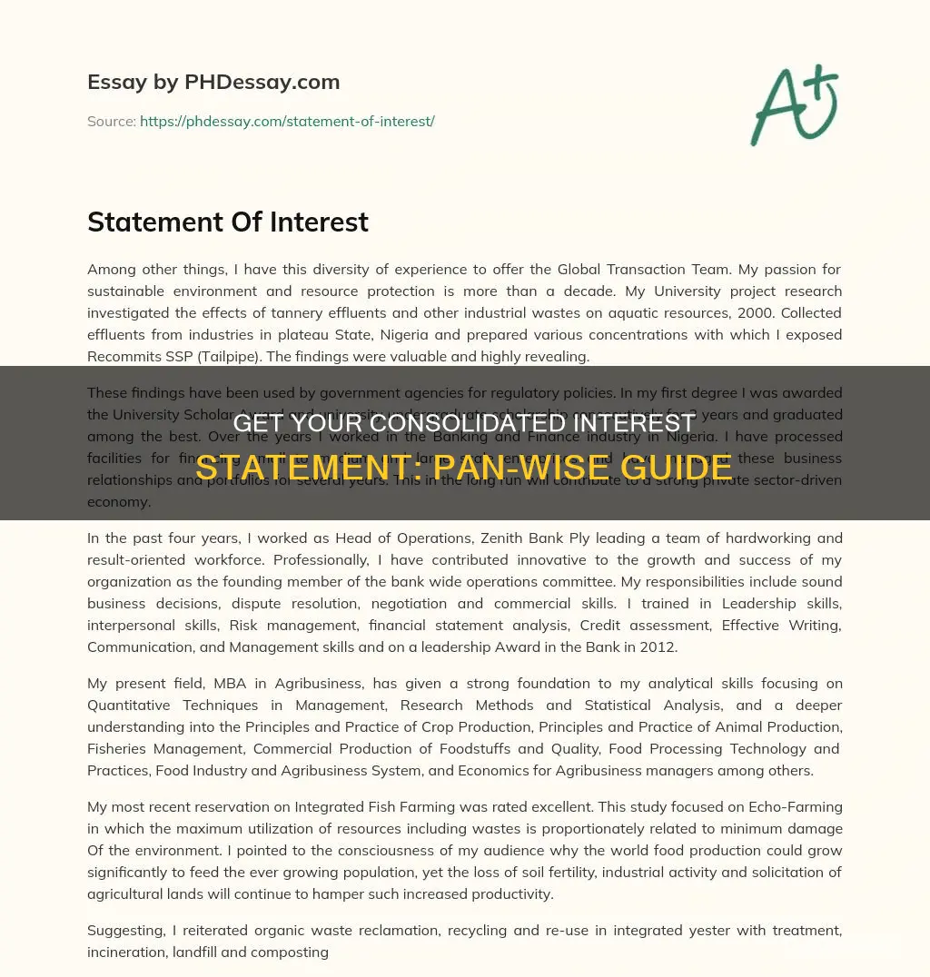 how to get consolidated interest statement for pan