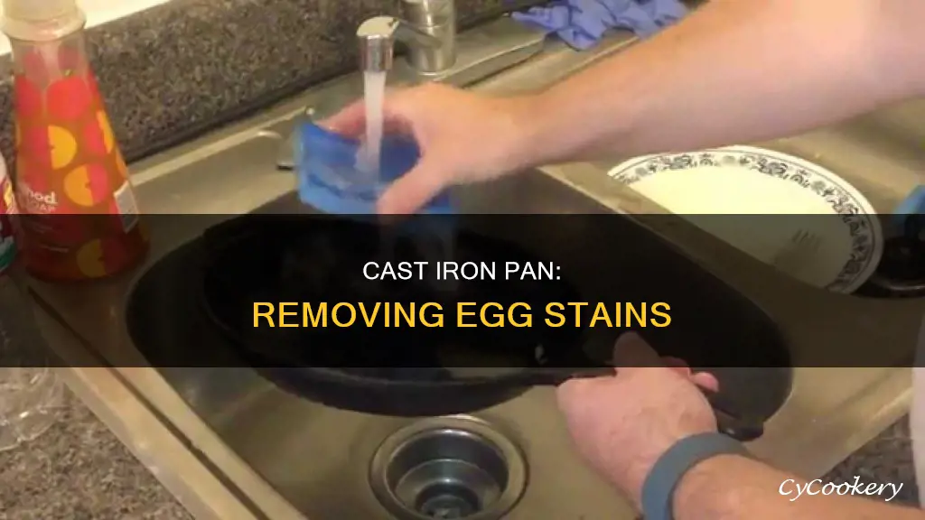 how to get egg out of cast iron pan