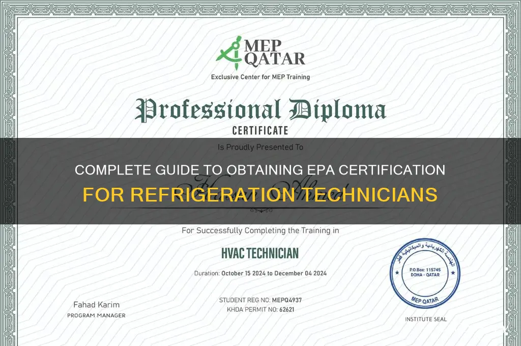 how to get epa certification for refrigeration