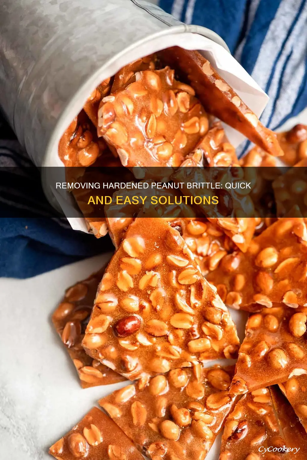 how to get hardened peanut brittle out of a pan