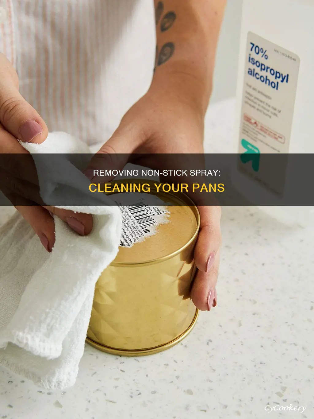 how to get non stick spray off of pans