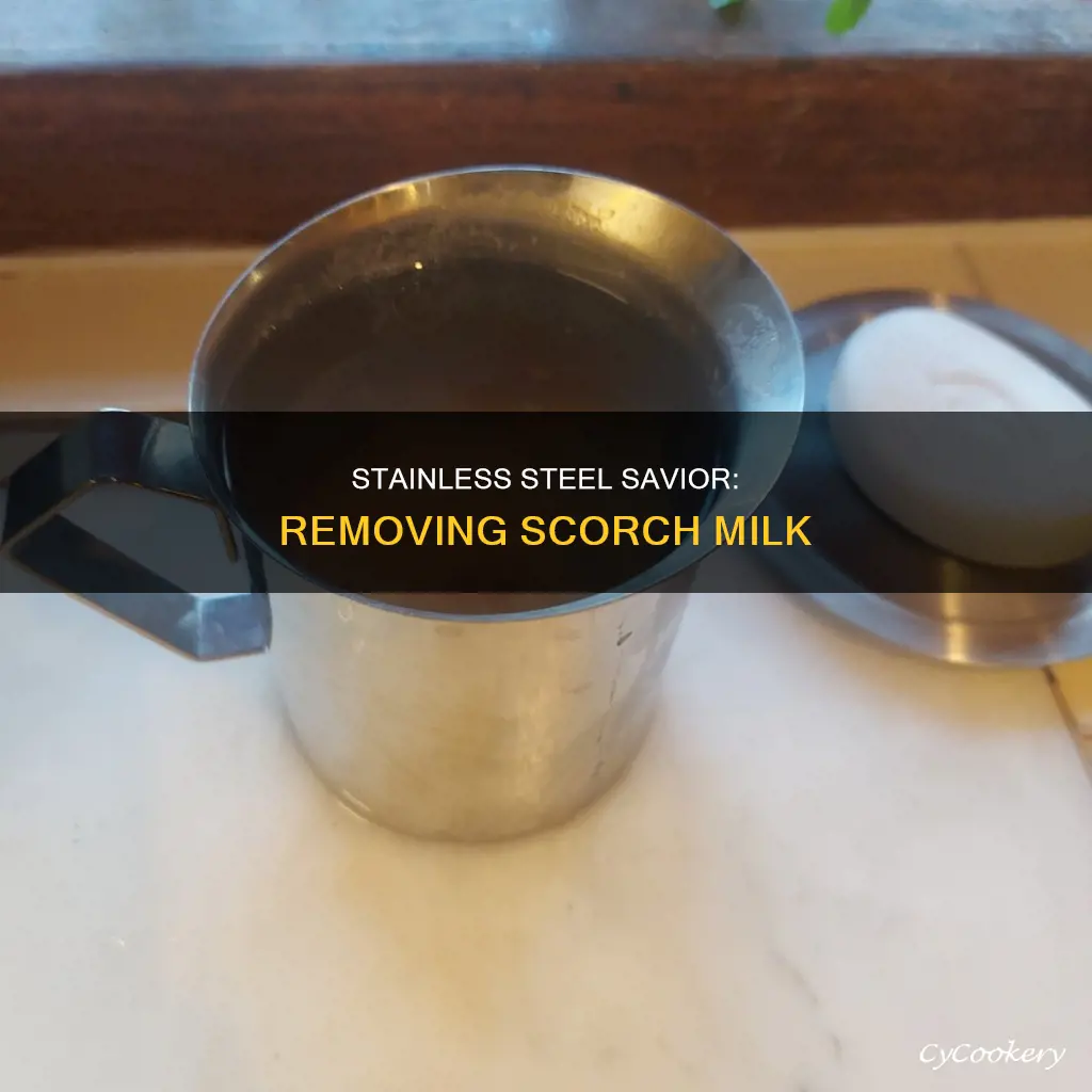 how to get scorched milk out of stainless steel pan