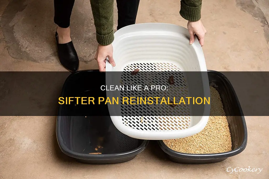 how to get sifter pan back in litterbox after cleaning