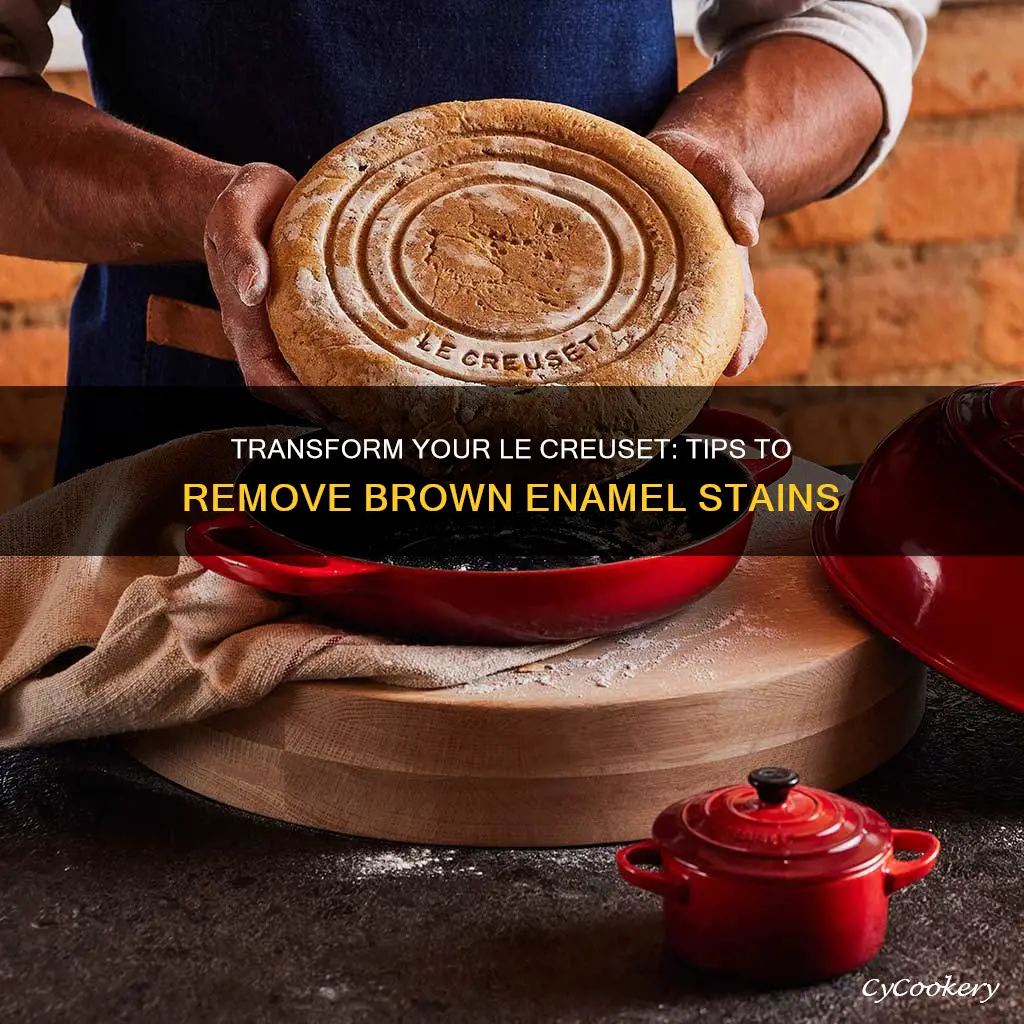 how to get the brown off le creuset enamel pan