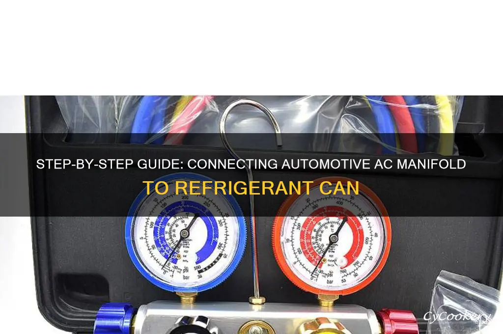 how to hook automotive a c manifold to refrigerant can