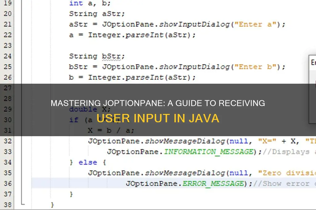 how to let someone give inout using joption pane
