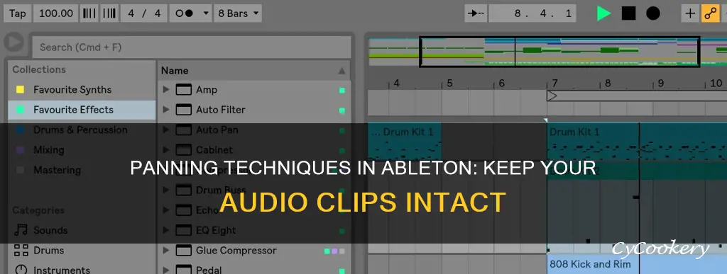 how to pan without deleting audio clip ableton