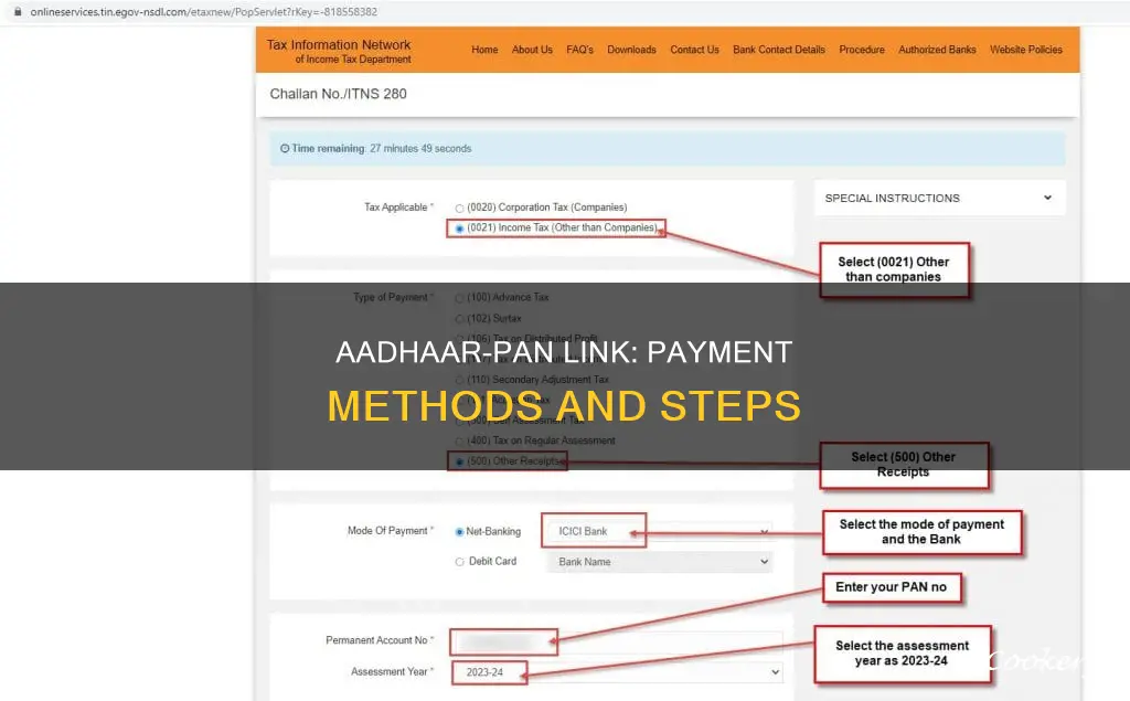 how to pay for aadhaar pan link