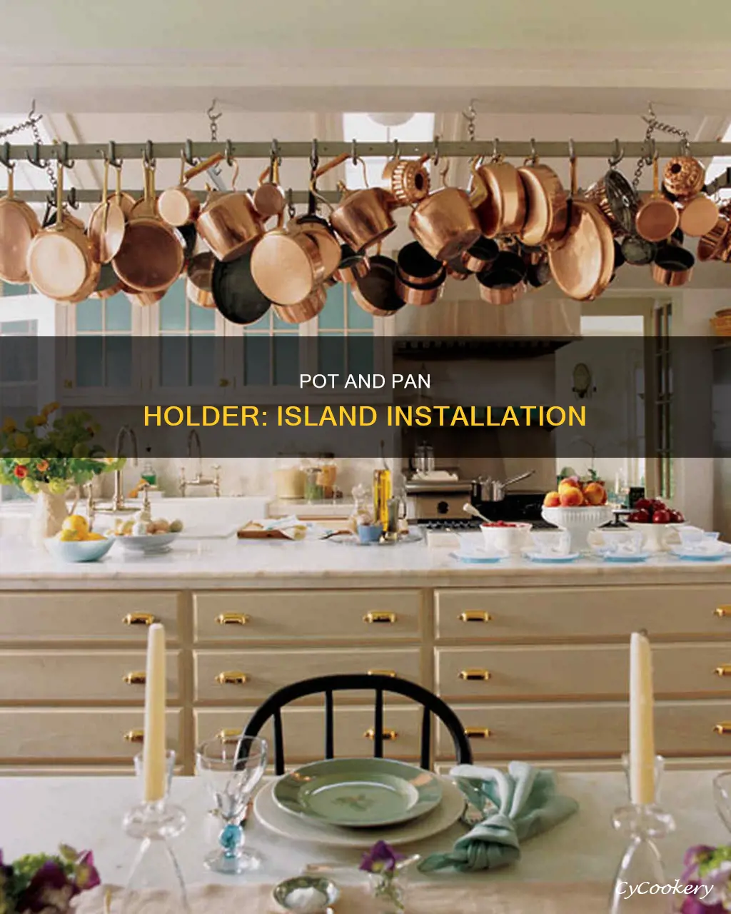 how to place pot and pan holder over island