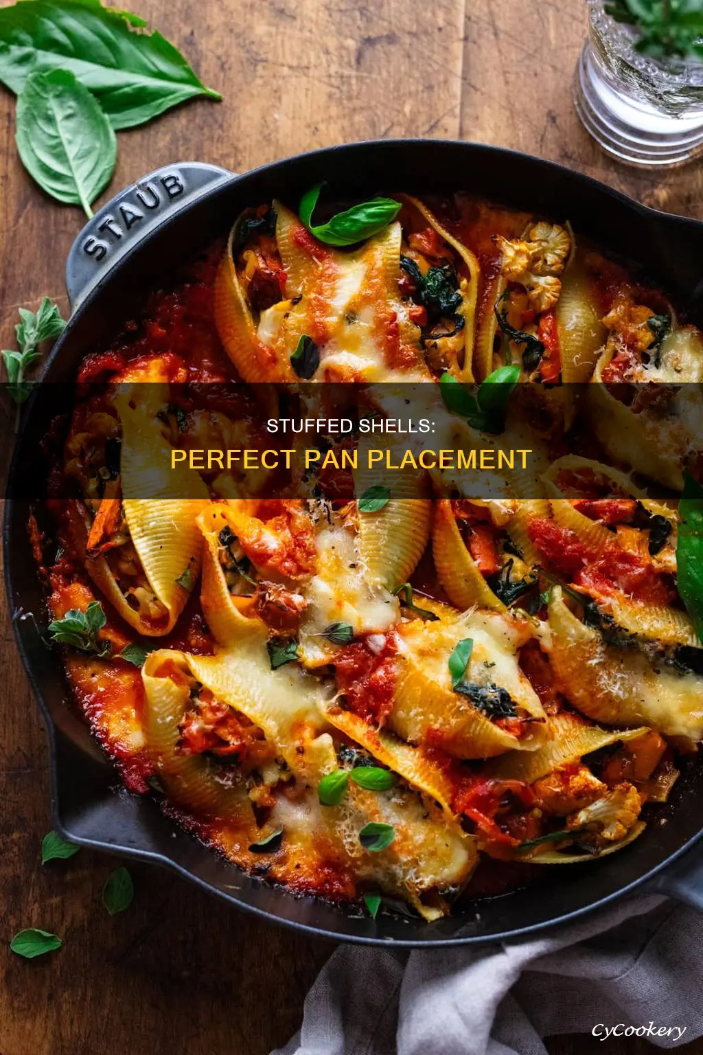 how to place stuffed shells in pan