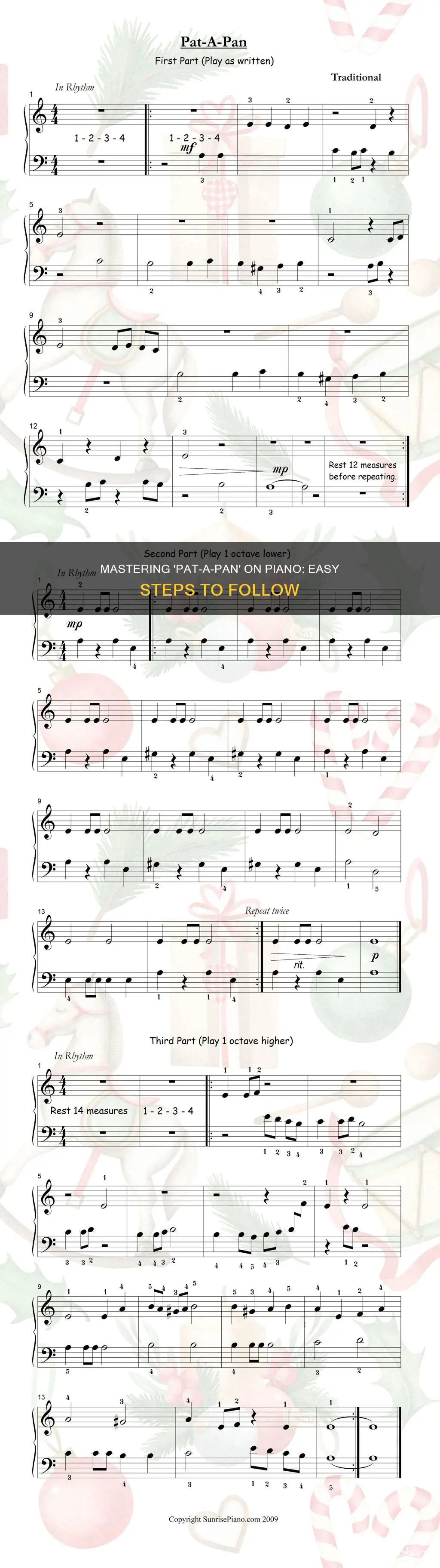 how to play pat a pan on piano