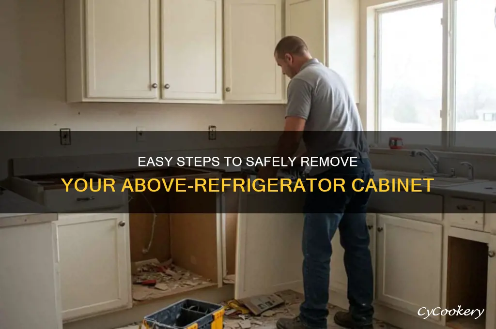 how to remove a cabinet above refrigerator
