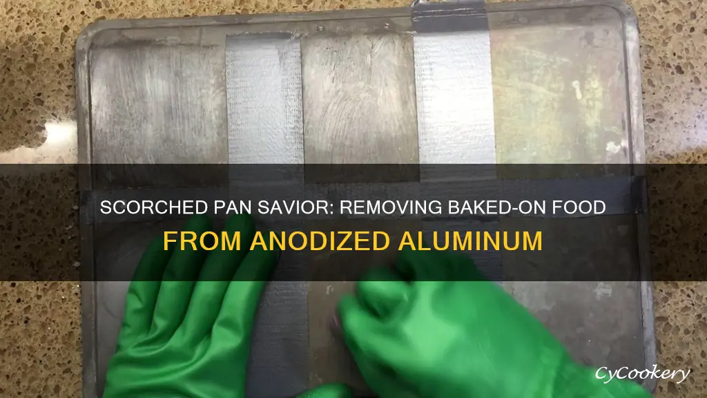 how to remove baked on food from anodized aluminum pan