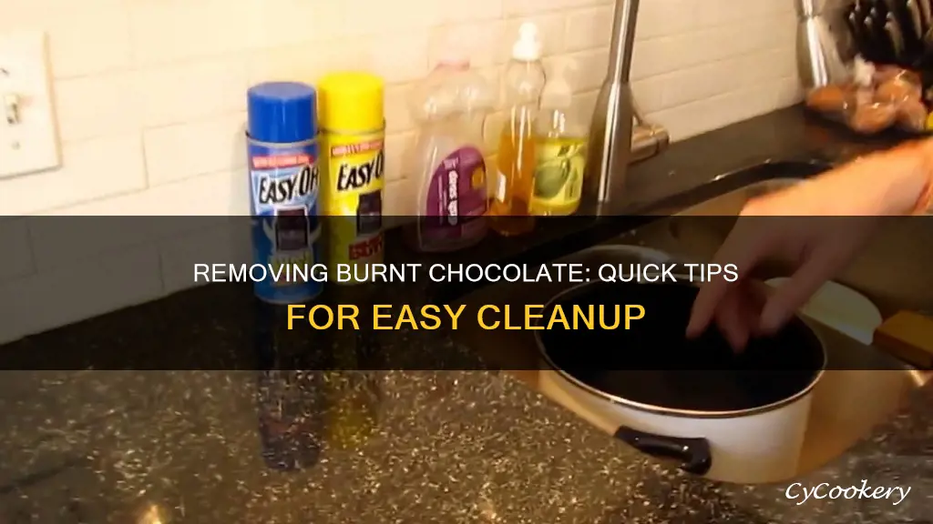 how to remove burnt chocolate from pan