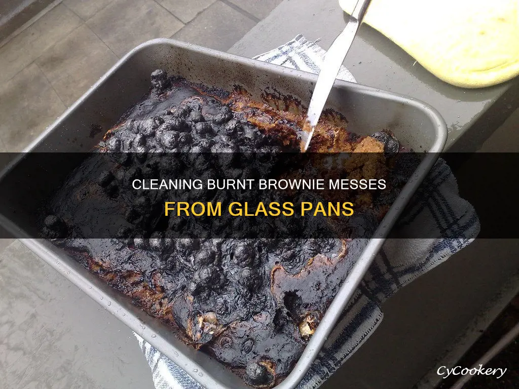 how to remove burnt on brownies from glass pan