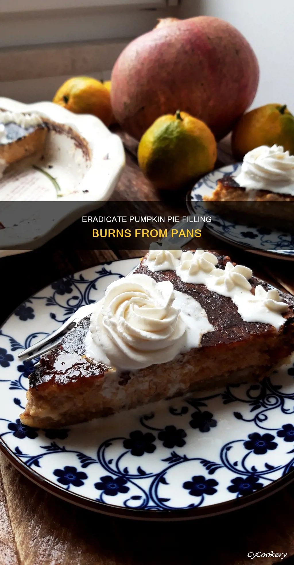 how to remove burnt on pumpkin pie filling from pan